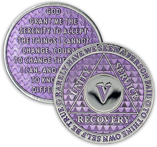 Vista 8 de Moneda de sobriedad de 5 años Chip AA Legacy Ficha de aniversario de recuperación de triplaca gruesa (verde)