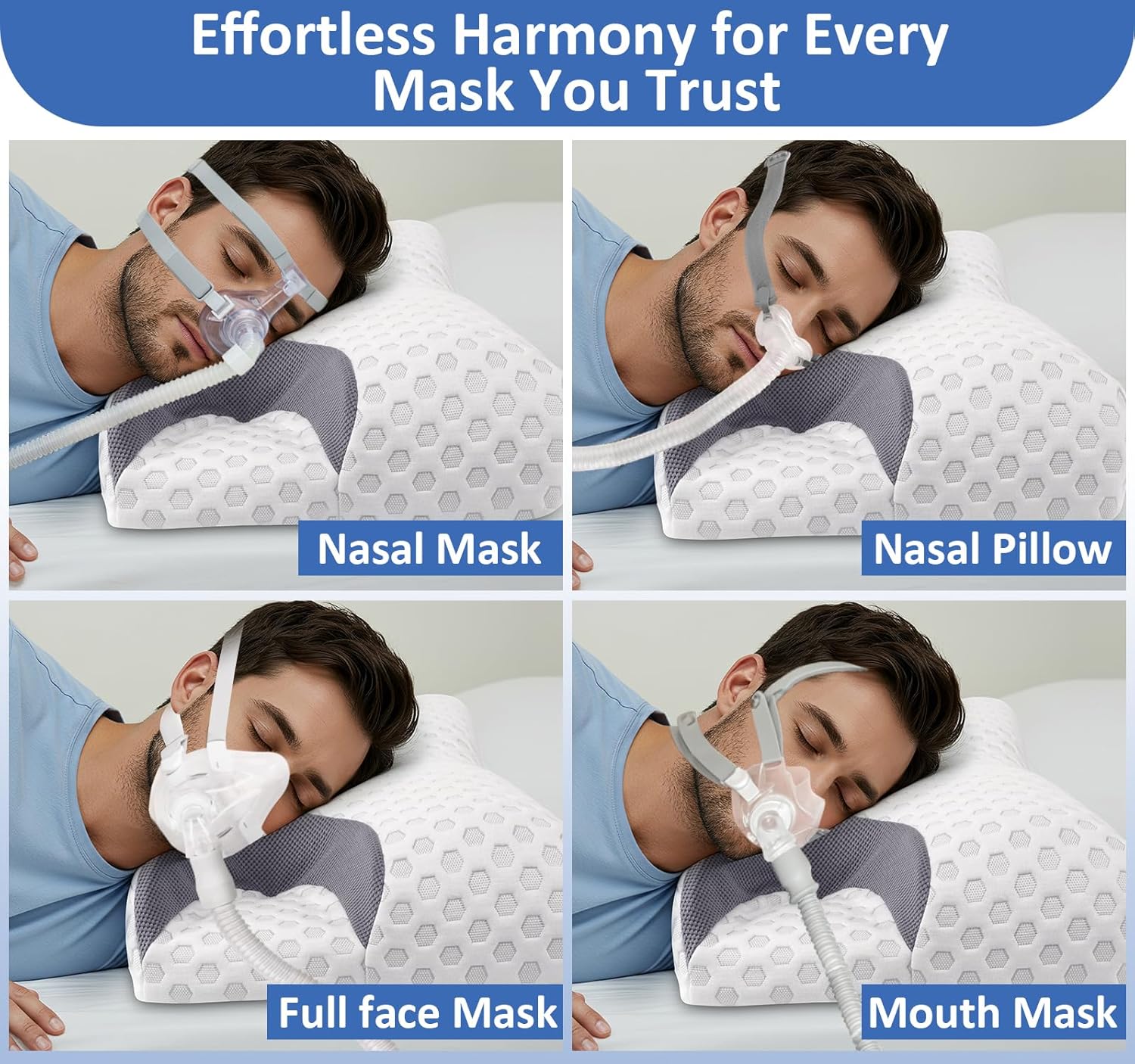 IKSTAR CPAP Pillow for Side Sleeper, Sleep Apnea Pillow for Sleeping, CPAP Nasal Pillows Suit for All CPAP Masks User, Cervical Memory Foam Neck Support Pillow Relief Neck Pain for Side Back Sleepers