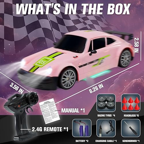 Miniatura 4 de SANCO Auto de deriva RC 120  Auto de deriva de 2.4G con sistema de doble neumático y luces LED, 20+KMH, tiempo de juego de 50 minutos, control