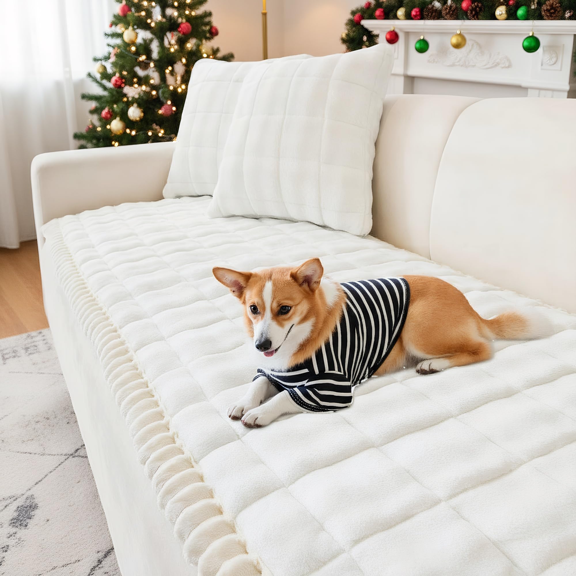 LiveGo Milk Velvet Sofa Cover, Washable Pet-Friendly Couch Cover, Non-Slip Fuzzy Sofa Protector for 2/3/4 Seater
