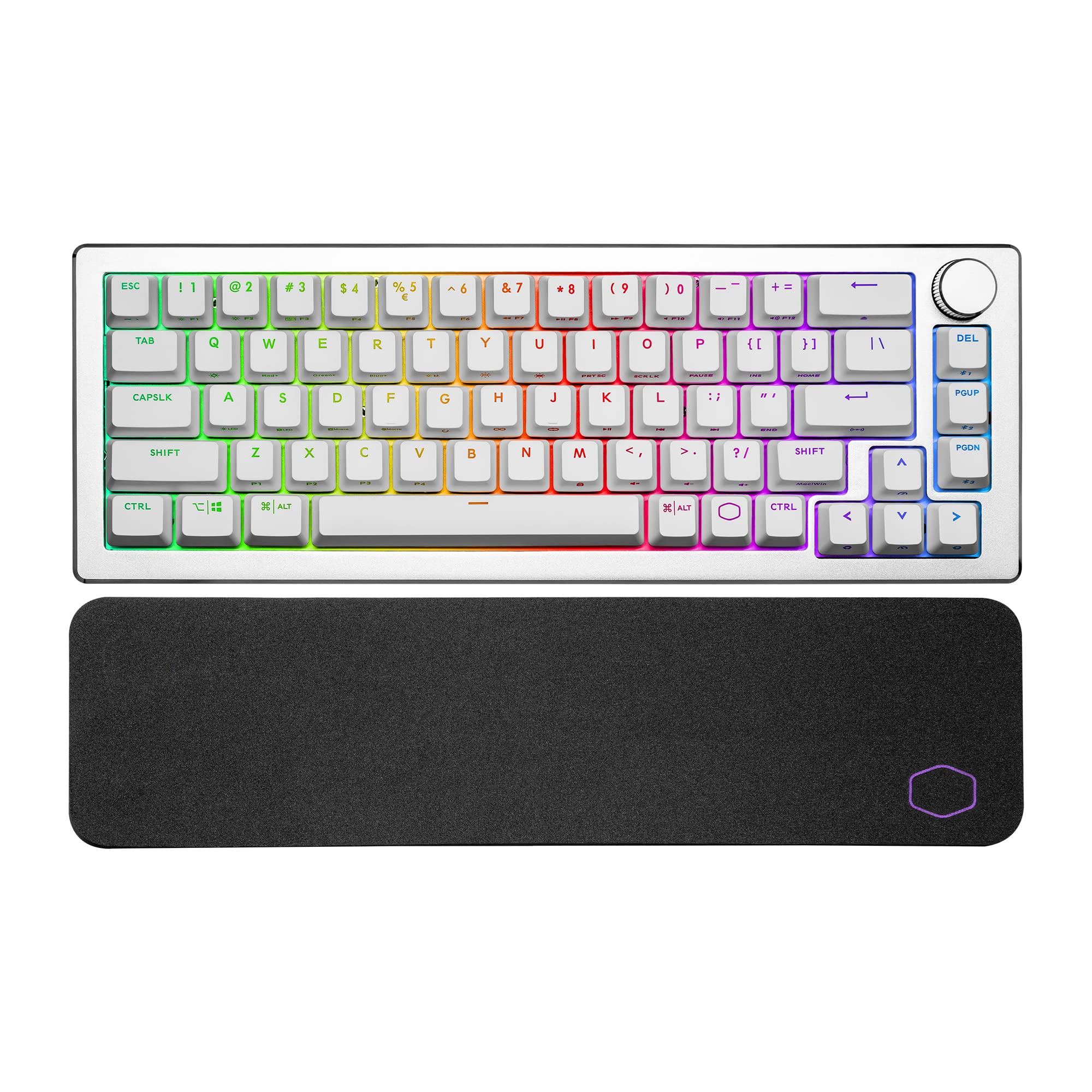 Cooler Master SK652 Teclado mecánico Completo para Juegos de Perfil bajo, interruptores Azules Clic, RGB Personalizable, diseño ergonómico, conectividad USB-C, Mac/Windows, QWERTY (SK-652-SKTL1-US)