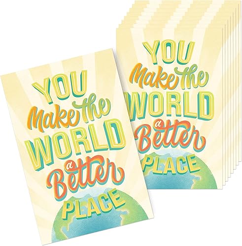 T MARIE 50 tarjetas postales de agradecimiento y reconocimiento, haces del mundo un lugar mejor, tarjetas de felicitación para personal, voluntario,