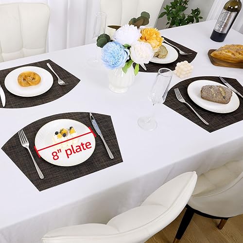 Miniatura 209 de SHACOS - Manteles individuales de PVC para mesas redondas, manteles individuales con curvatura, antideslizantes, resistentes al calor, de vinilo,