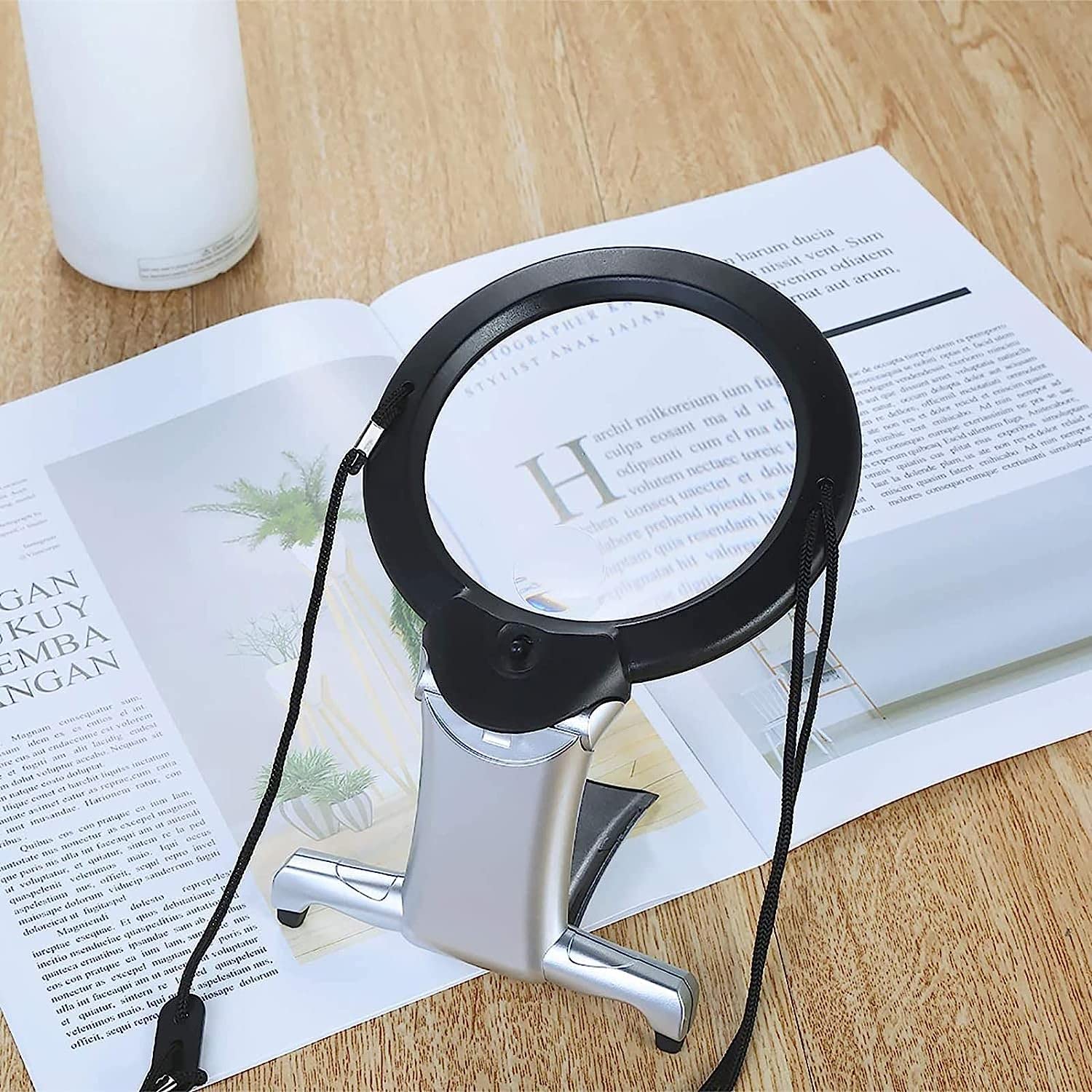Lenti d'Ingrandimento, Collo Libero e Lente d'Ingrandimento da scrivania Illuminate a LED con Supporto Leggero, per Leggere Ricami, Hobby, Riparazione di gioiel