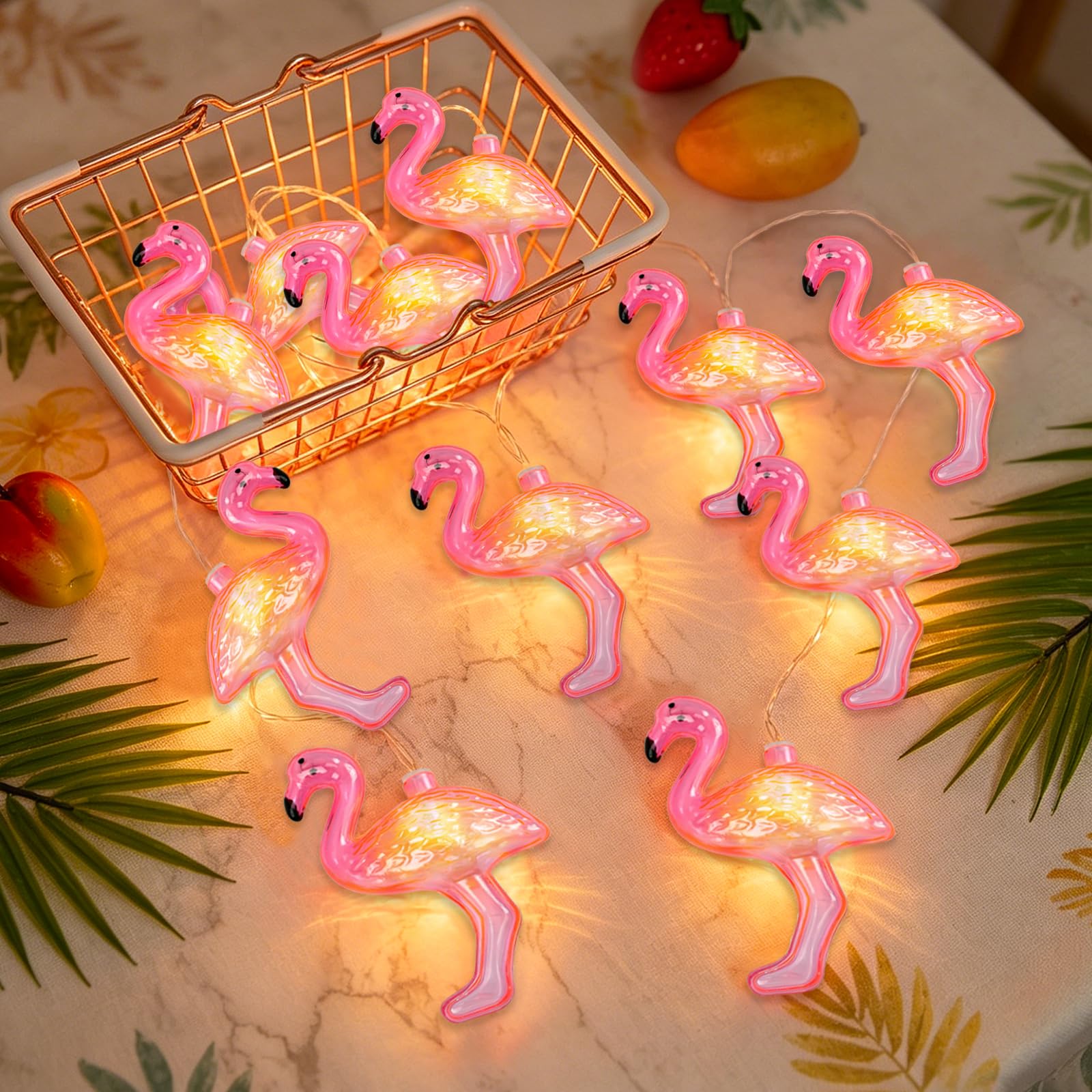 Guirnalda de Luces de Flamenco, 3m 20 LED Cadena de Luces de Flamenco, Guirnalda de Luces Tropicales de Verano, Guirnaldas Luminosa para Fiestas Hawaianas, Verano, Playa