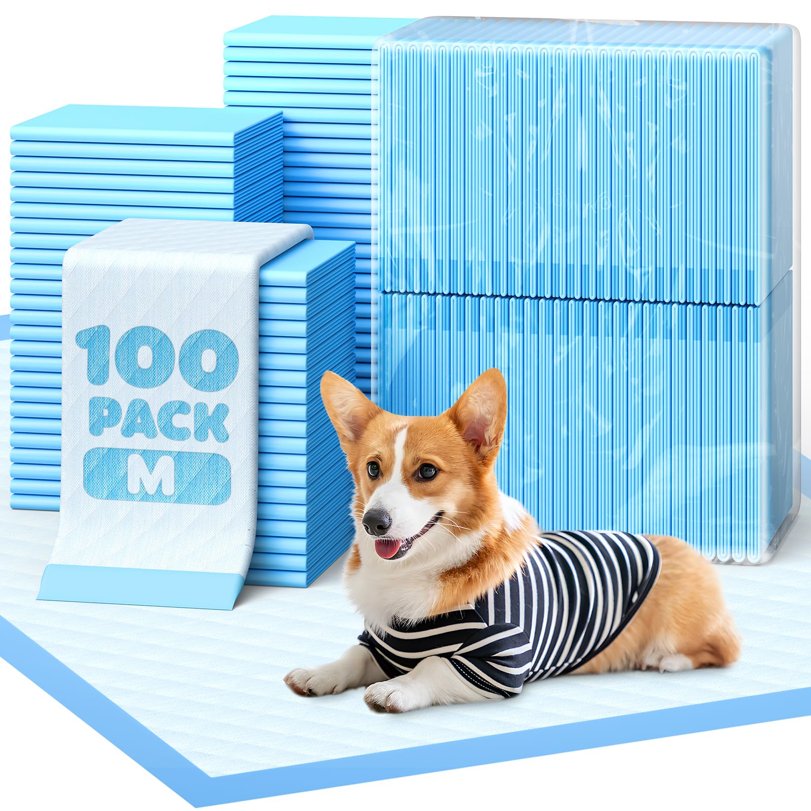 Powools Puppy Training Pads, 56 x 56 cm, Super Absorbent, 100 Pack