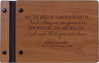 LifeSong Milestones Engraved Personalized Solid Cherry Wood Memorial Sympathy Ceremony Guest Book for Funeral Service - Loss of Loved One Celebration of Life 9.5