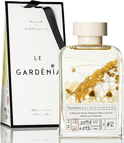 Le Petit Jardin & Co. Juego de regalo difusor de varillas con aceite de fragancia de palo de flores, 6.8 fl oz, 6.7 onzas, decoración de escritorio