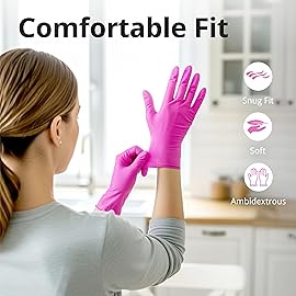SwiftGrip Pink Gloves Powder-Free Nitrile Gloves, 1000ct Box - 3-Mil, Gloves Disposable Latex Free, for Kitchen, Cleaning, Estheticians, Hair Stylist - Pink/Fuchsia(Small)