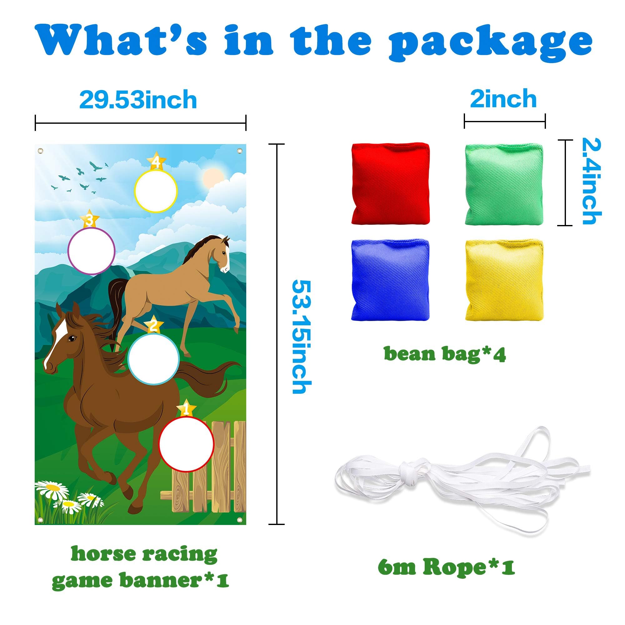 WATINC Horse Toss Games with 4 Bean Bags, Derby Birthday Party Fun Game for Kids and Adults, Horse Banner for Cowboy Theme Party Decoration, Indoor Outdoor Yard Activity Favors Supplies, Birthday Gift - Image 2