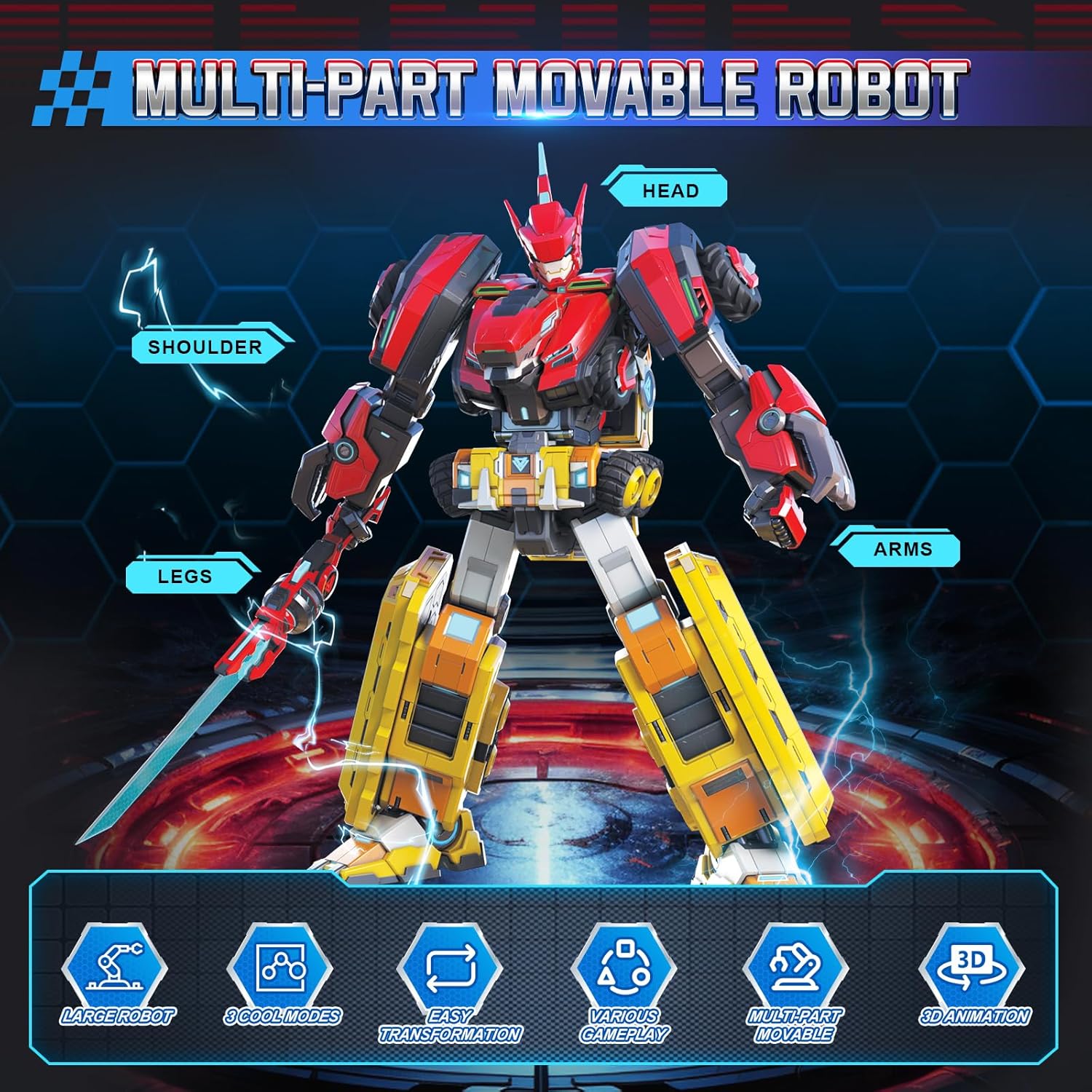 Transformable Robot 3 in 1 Raptor Tron, 11.02 Inches, Transforming Toys for Kids, Chariot Toys, Dinosaur Robot for Boys Girls 5 6 7 8 9 10 Years Old