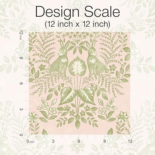 Miniatura 10 de Erin & Ben Co. Pink & Chartreuse Cottontail Toile - Papel tapiz autoadhesivo