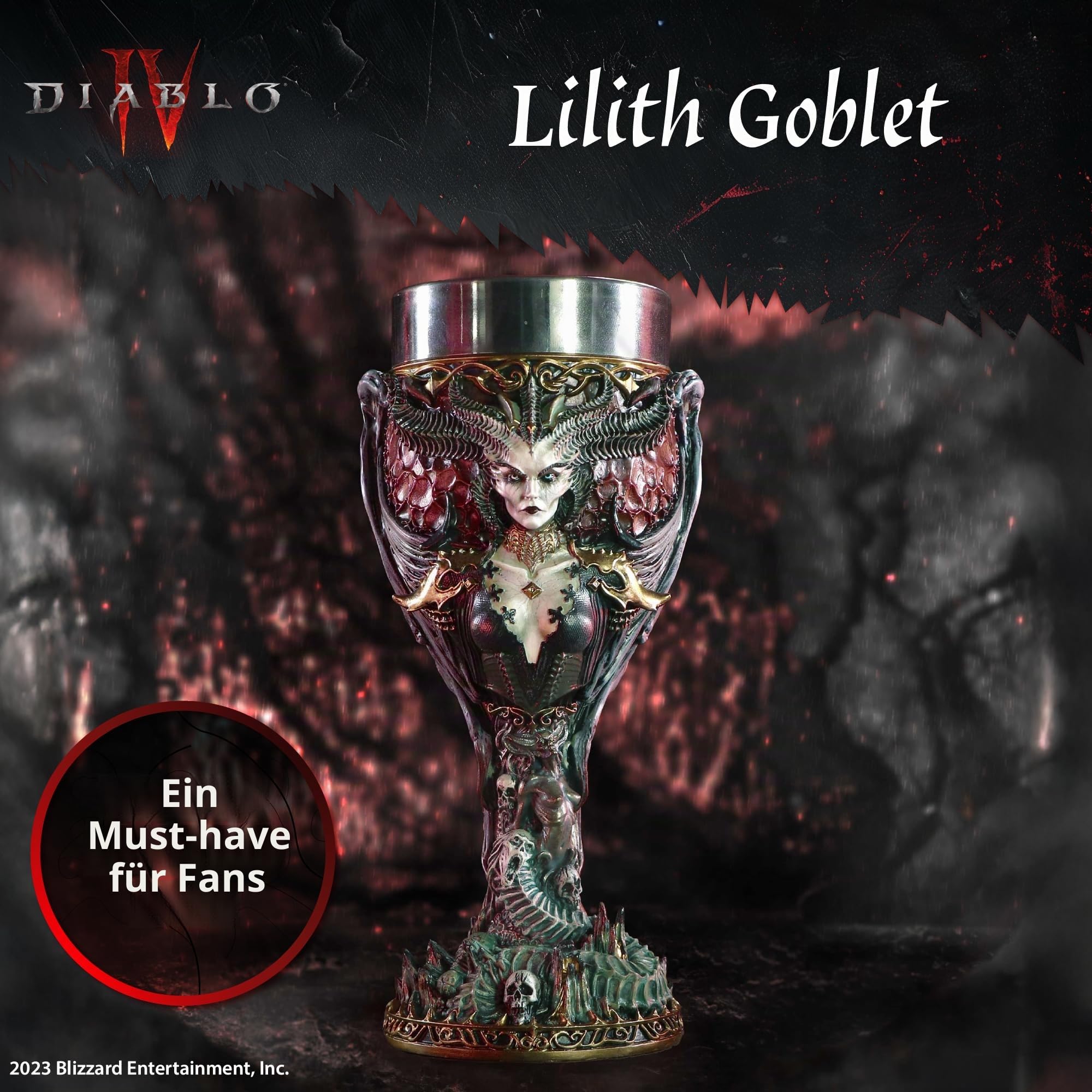 Nemesis Now Diablo® IV Lilith Kelch, 19,5 cm, Kunstharz, offizielles Lizenzprodukt von Diablo, Diablo Getränkebecher, gegossen aus feinstem Kunstharz, fachmännisch handbemalt