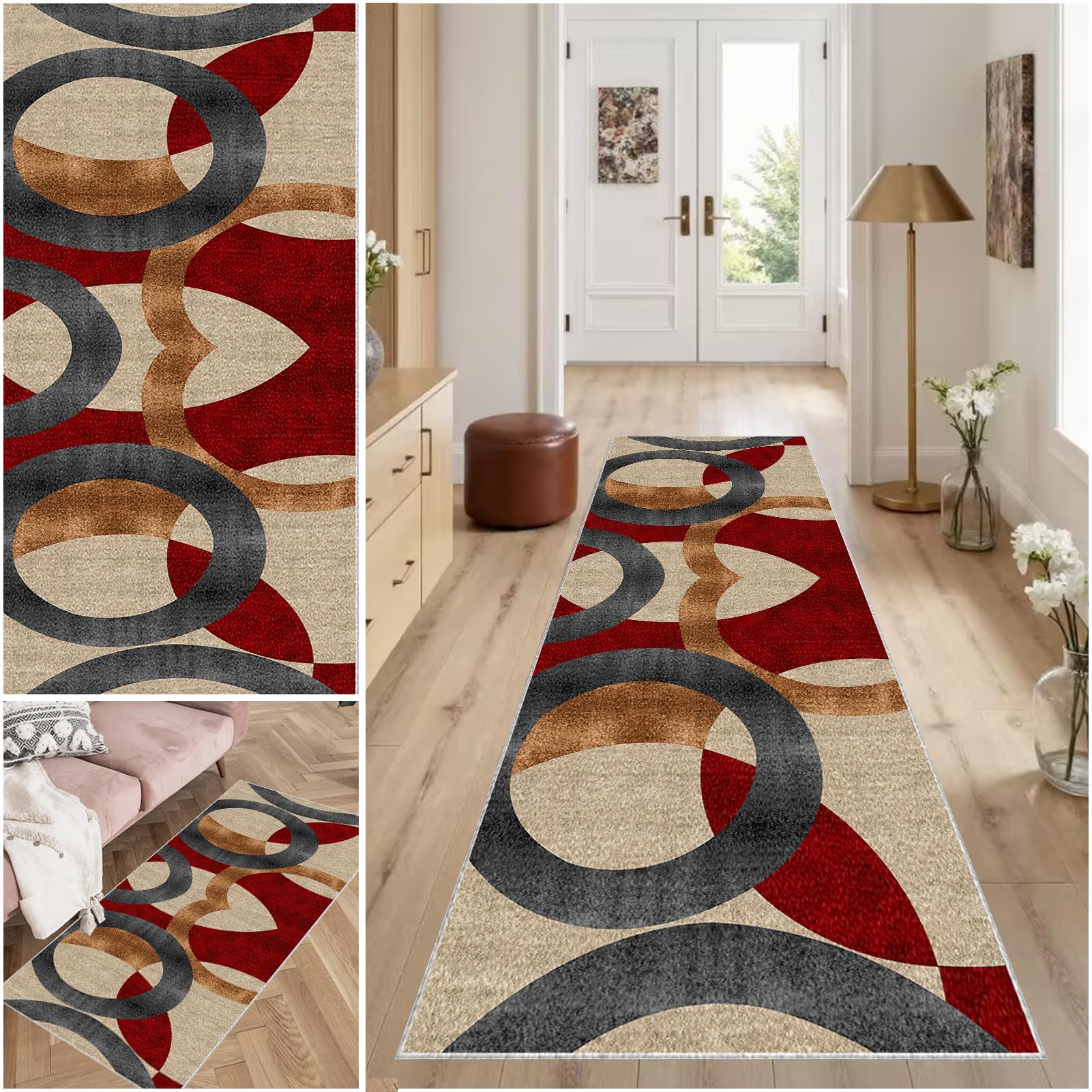 Carpet Runner for Hallway Non Slip Machine Washable Kitchen Runners Laundry Room Absorbent Area Rug Runner Floor Door Mat Runner for Hallway Entryway Kitchen Laundry Room Hall Runner 60 x 220 cm