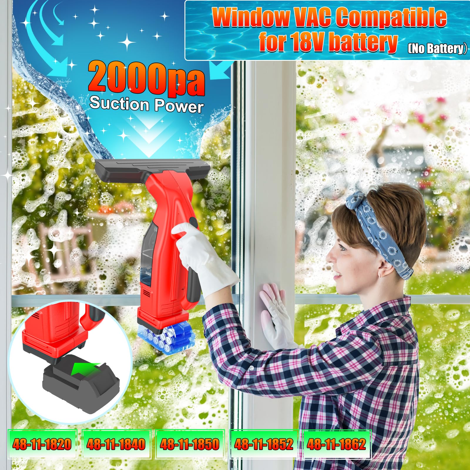 Bush Balm Window Vacuum Cleaner Cordless, Rechargeable Electric