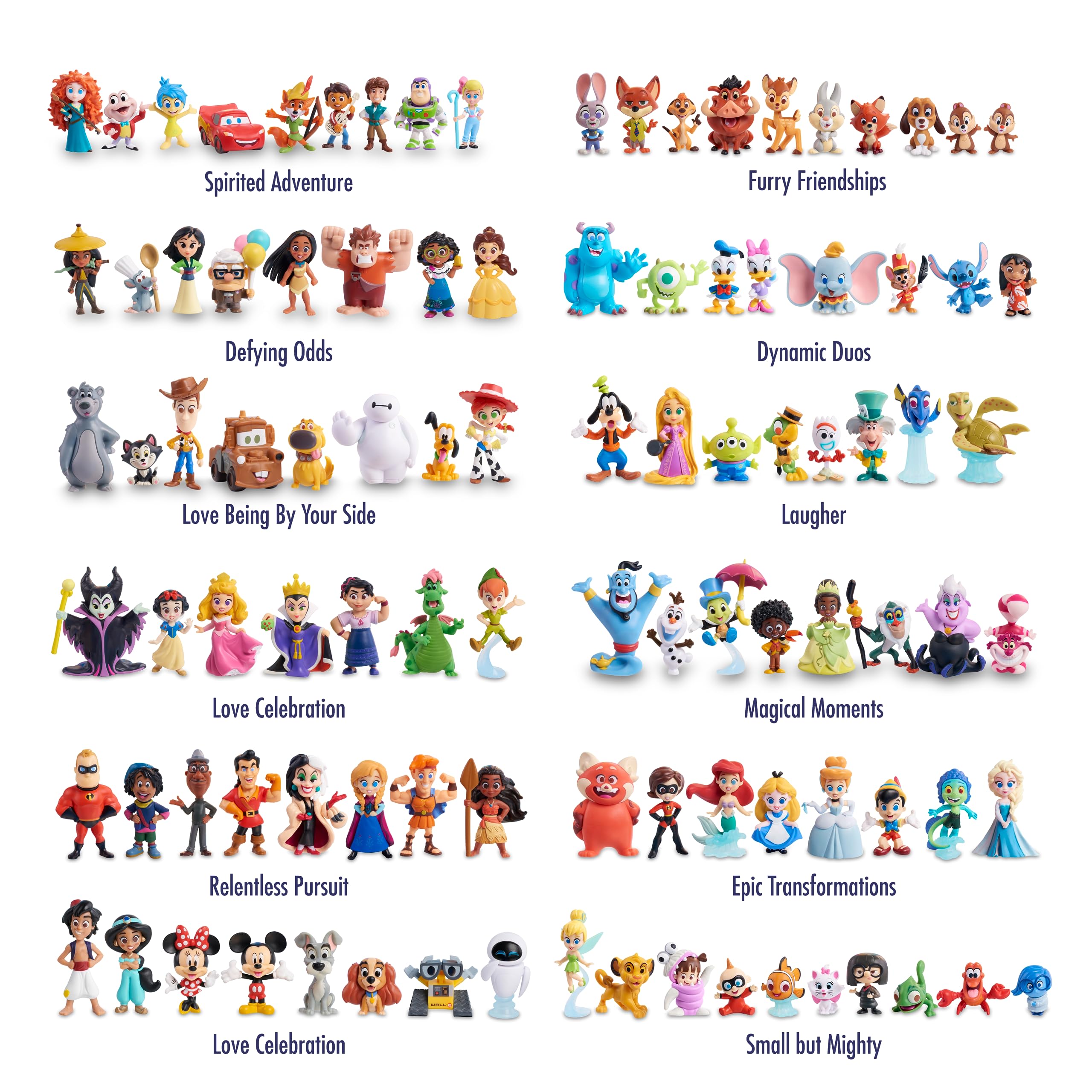 Disney 100 Laughter Pack, kolekcjonerska zabawka z postaciami Disneya, zawiera 8 różnych figurek, 100% oficjalna licencja produktu, 12 do kolekcjonowania, 3 lata, Famosa (DED16200)