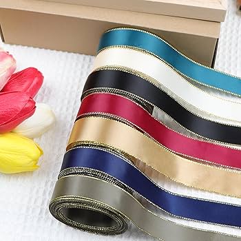 Amazon.co.jp: DARENYI 両面 サテンリボン金色 ラッピングリボン