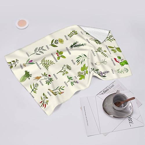 Miniatura 6 de Cute Herbs - Juego de 2 paños de cocina con plantas de jardín botánico, ultra suaves y absorbentes, secado a mano, para decoración del hogar, 16 x
