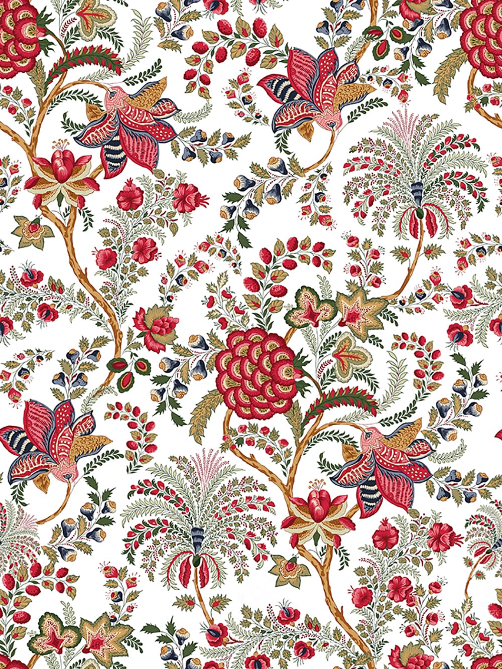 Floral Peel and Stick Wallpaper Red Floral Self Adhesive Removable Wallpaper Wall Stickers for Home Bedroom Cabinets Thicken 17.3" x 236",White