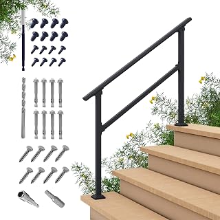 CHR CR Fence & Rail Outdoor Steps Handrail Kit - Sturdy Extendable Stair Railing for Porch, Deck, Indoor Stairs (3-4 Steps)