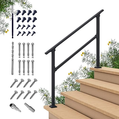 Miniatura 14 de Barandales de exteriores para escaleras, hierro forjado color negro (2 escalones)