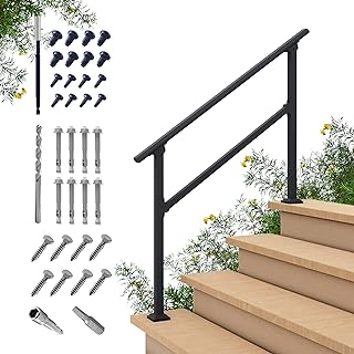 CR Fence & Rail Handrails for Outdoor Steps & Indoor Stair Railing Kit, 3-4 Steps Safety Hand Rail for Porch & Deck