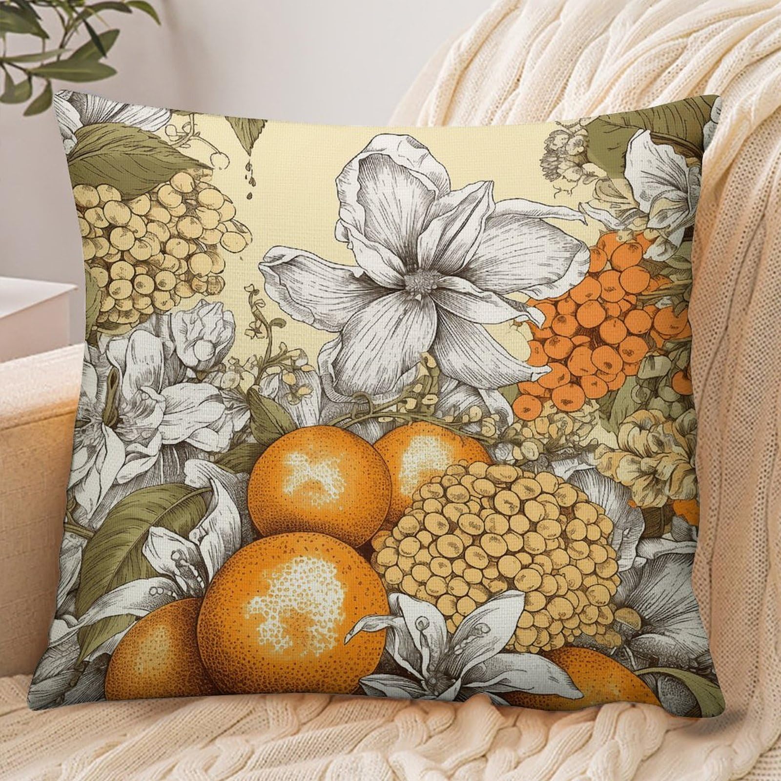 Fekiloot Style Fresh Fruit Flowers Pillowcase Pillow Sham Pillow Case