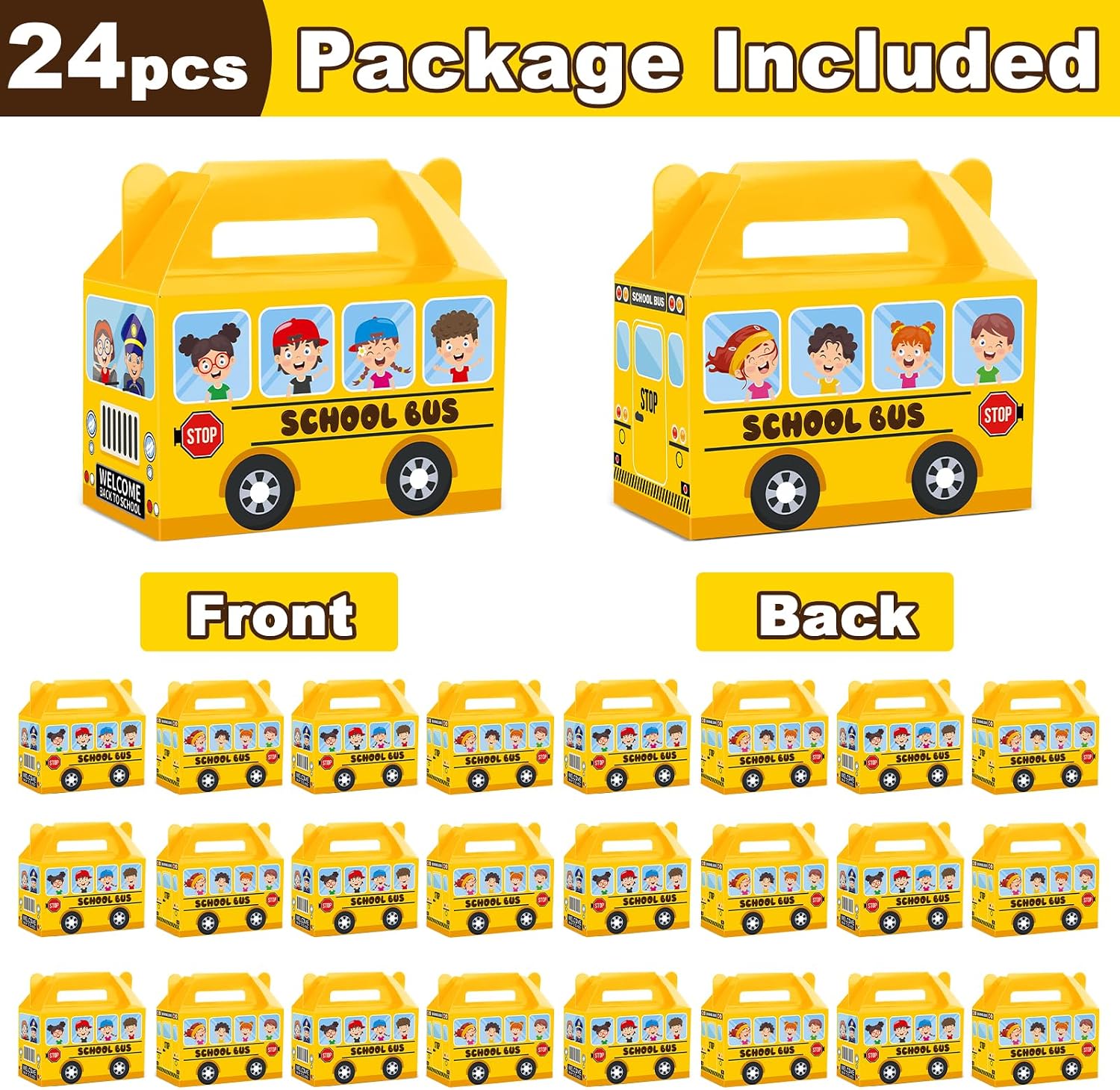 24Pcs School Bus Party Treat Boxes School Bus Gift Box Party favor Yellow School Bus Goodie Gift Boxes for Kids Classroom Decorations Welcome Back to School Birthday Baby Shower Supplies