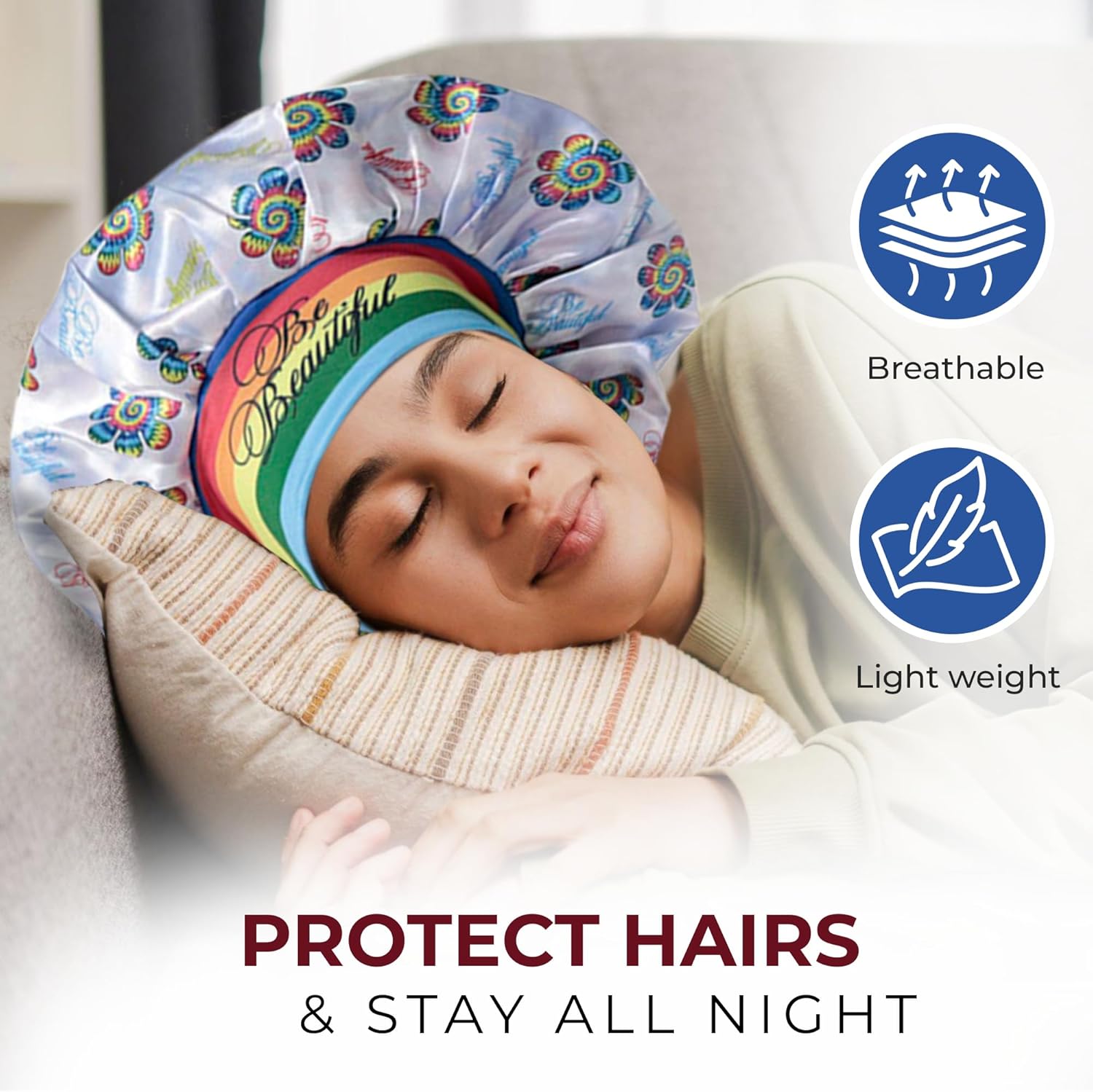 Premium Double Layer Silk Satin Sleeping Bonnets Designed for Hair Protection, Moisture Retention, and All-Night Comfort - Image 3