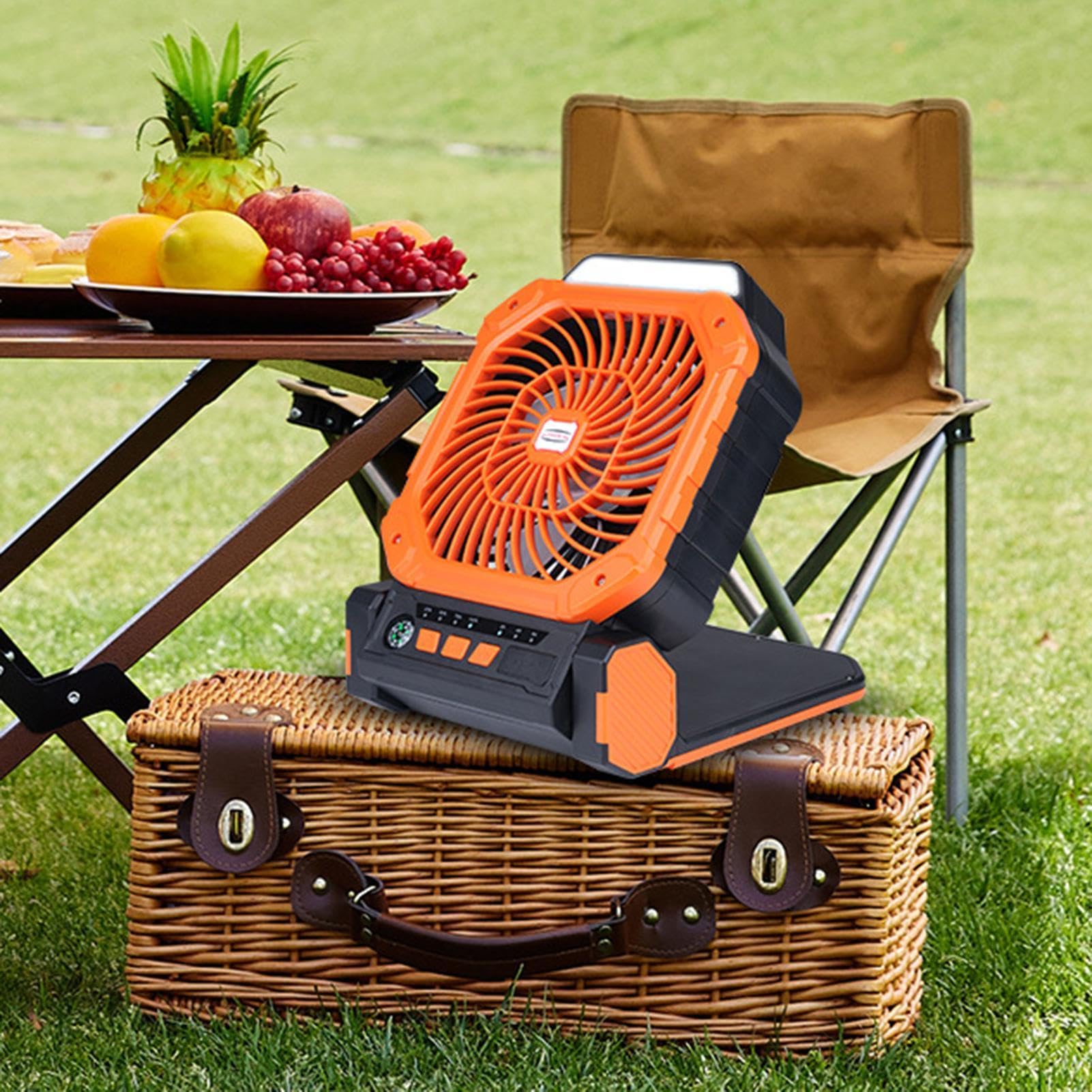 Ventilador Solar Con Temporizador 4 Velocidades Luz LED Accesorios De