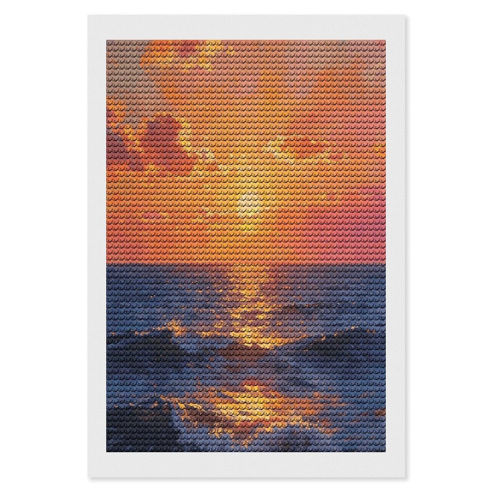 FekiLoot Oceanic Sunset Paint by Numbers Kit for Adults Beginner DIY Diamond Dots Paintings Round Full Drill Diamond Art Kits Picture Diamond Art Painting Kits for Home Decor 8"x12"