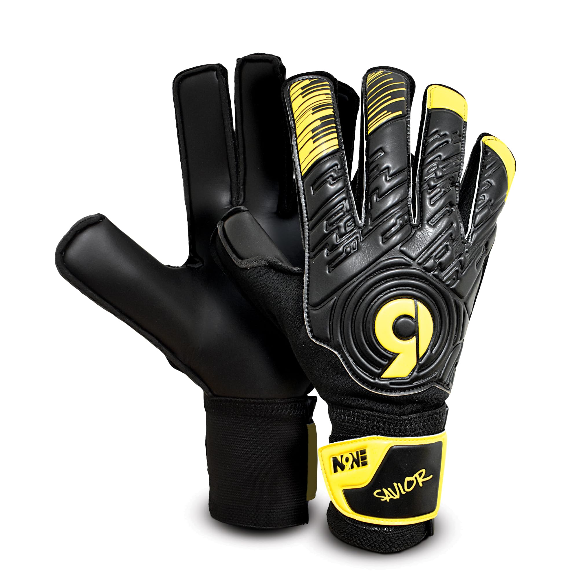 NINE Goalkeeper Gloves with Strong Grip, Extra Wrist Stability for Adult & Youth, Goalie Gloves for Kids, Men & Women with 4mm Latex Padded (Black, 3)
