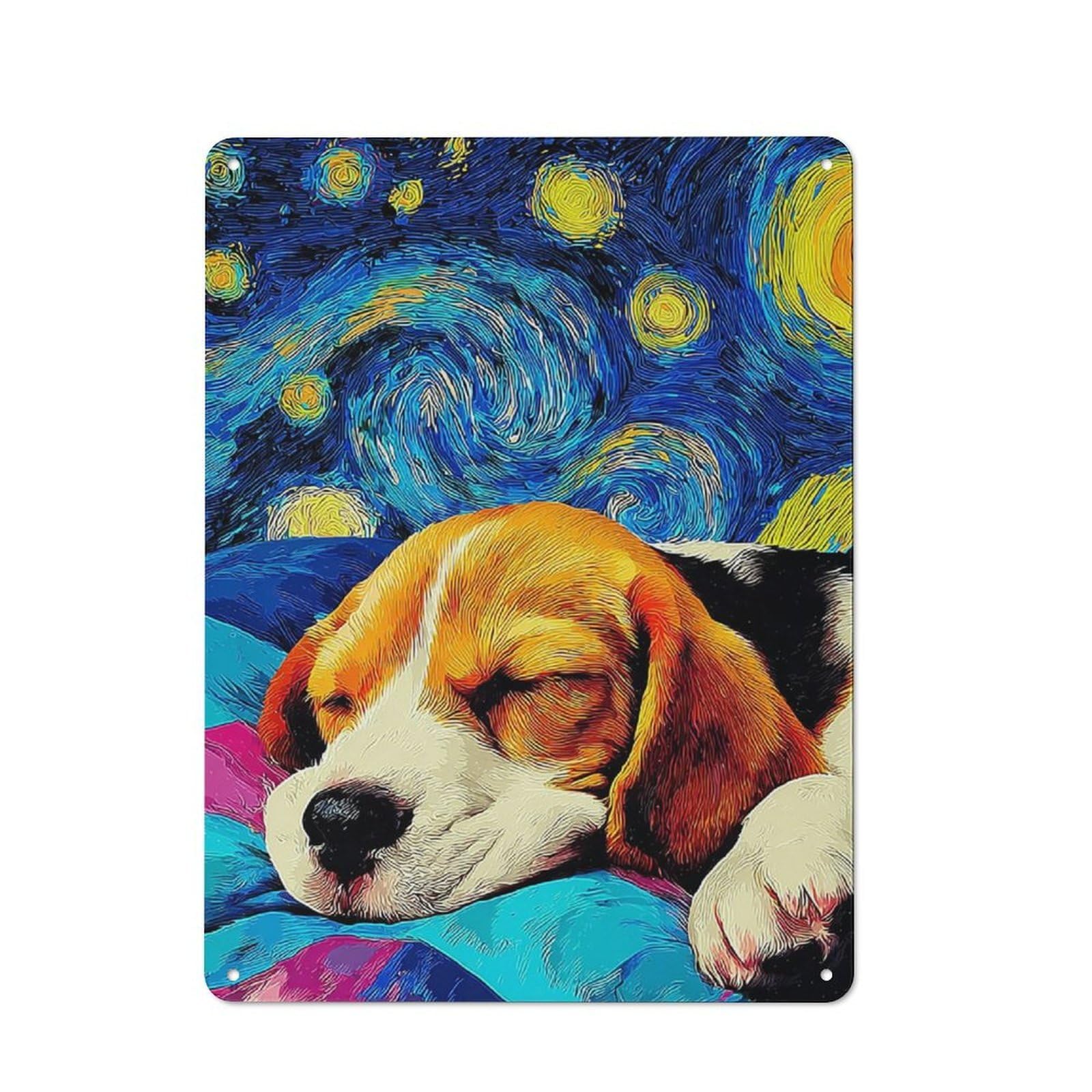 40x30cm Vintage Metal Sign with Starry Night Beagle Dreamscape for Café Or Restaurant, New Home Wall Decor for Restaurant Decor Fans