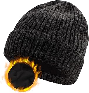 ZTL M/L/XL/XXL Merino Wool Beanie for Men Women, Fleece Lined Large Winter Hat, Big