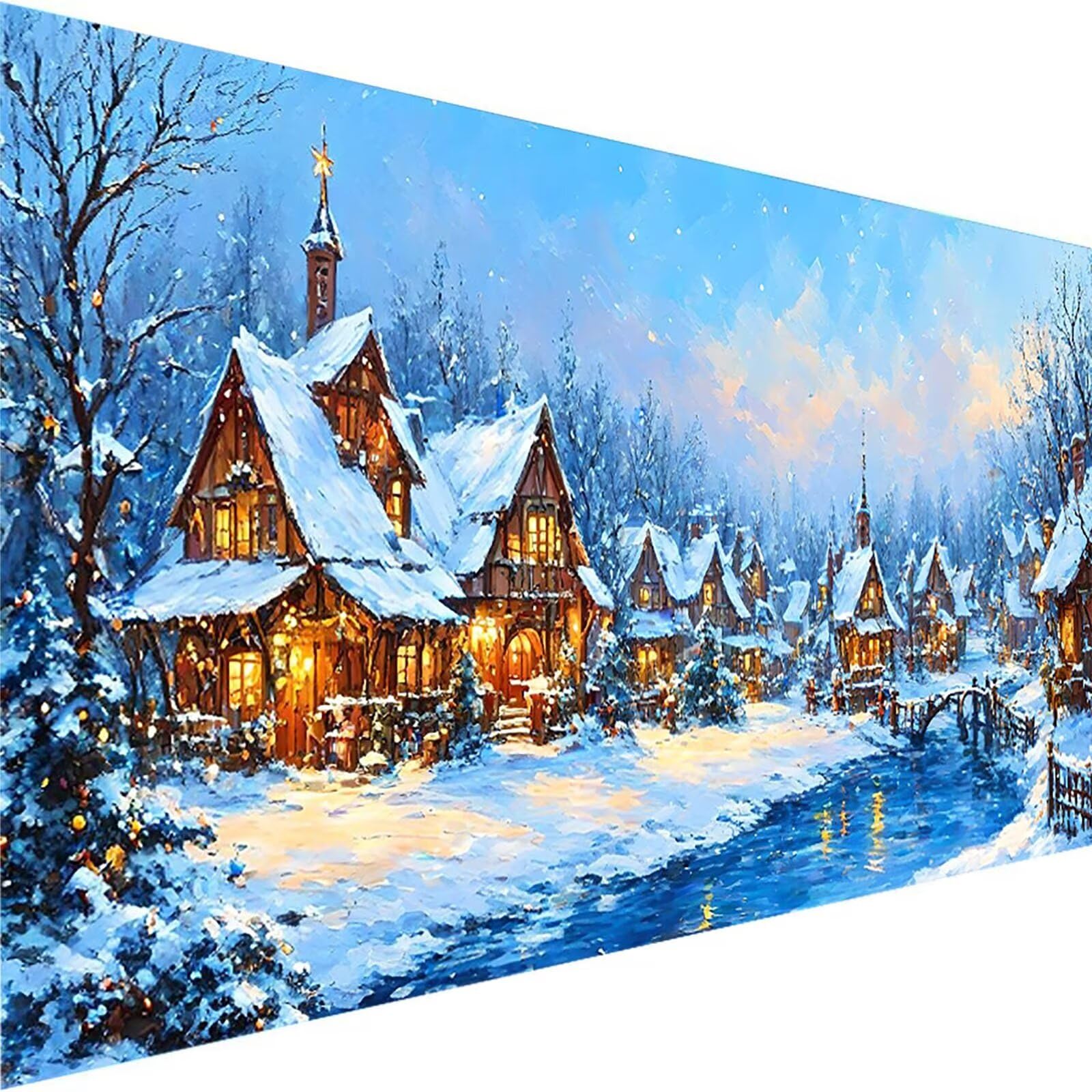 Malen nach Zahlen Kinder Winter, Malen Nach Zahlen Erwachsene Geschenke Home Wand Dekor Bastelset, Malen nach Zahlen Kleine Stadt | Malen nach Zahlen Ohne Rahmen (90x180cm) Bastelset Erwachsene S-1