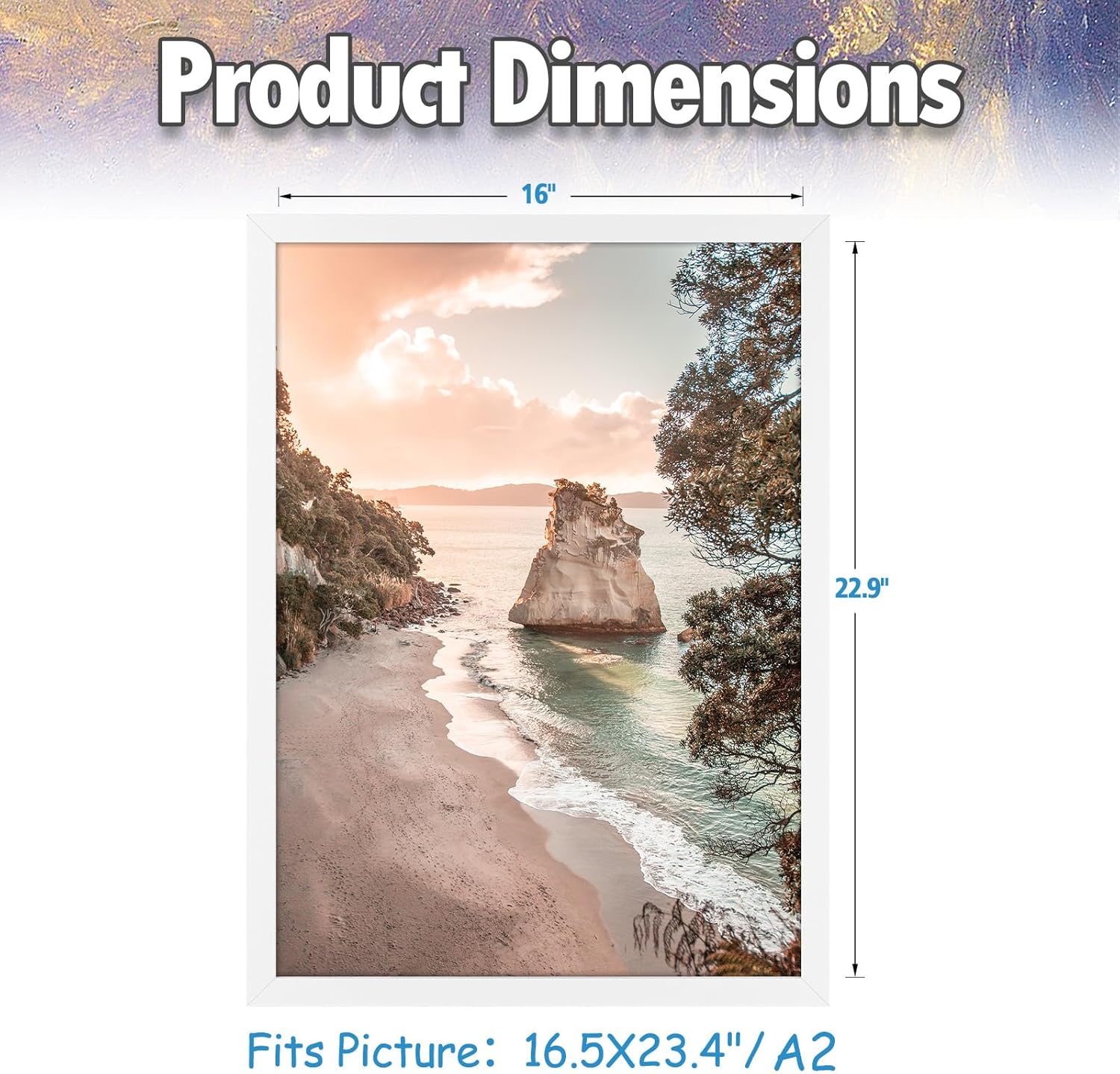 AUEAR, A2 Picture Frame White Set of 2, 16.5x23.4 Picture Frame Wall Mounted Horizontal And Vertical