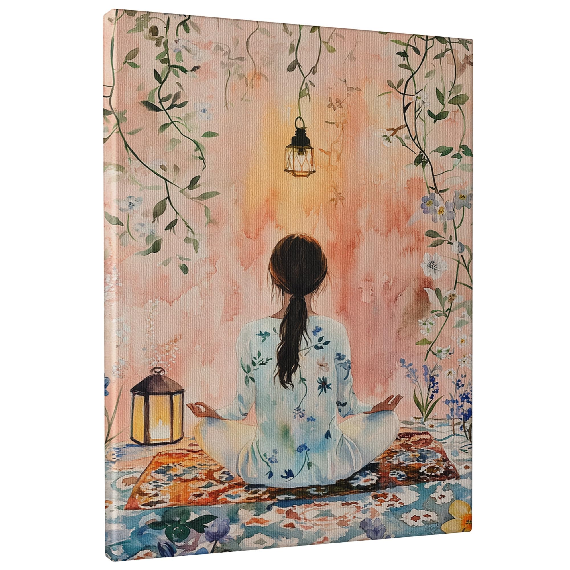 Amazon.com: Serene Floral Canvas Wall Art, Soft Peach Green Nature