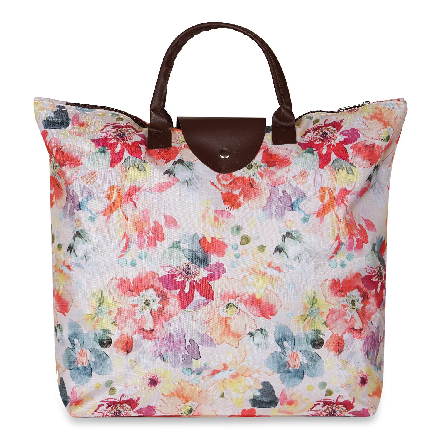 NFI essentials Small Fold Up Shopping Bag Foldable Shopping Handbag Travel Bag Women Shoulder Waterproof Carry Bag, Zip Top Folding Tote Bag (D5) (B07N91K6QH) Amazon Price History, Amazon Price Tracker