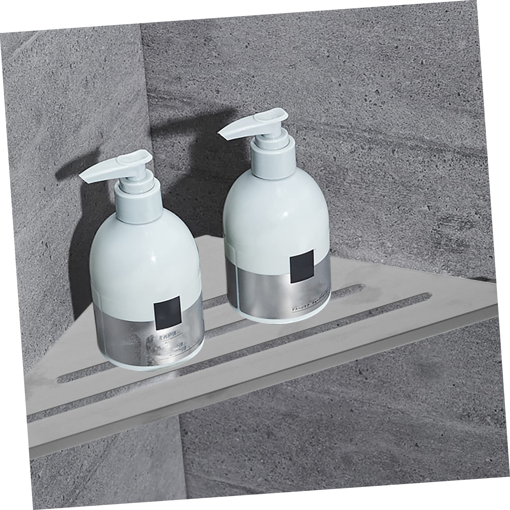 WOONEKY Scaffale Doccia Angolare in Acciaio Inox Argento Telaio | Organizzazione Ordinata, Design Pratico per Hotel e Bagno, Struttura Ispessita per Disposizione Pulita