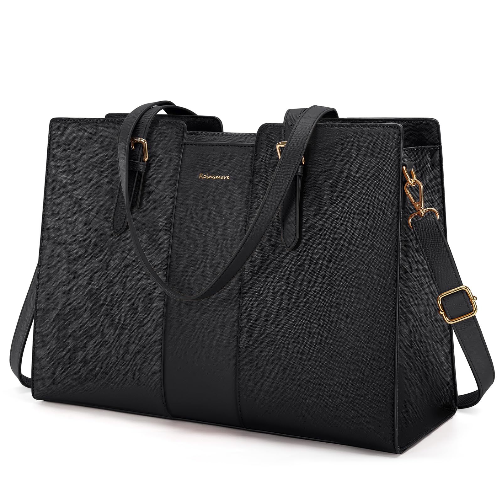 RAINSMORE Laptop Bags for Women 15.6 Inch PU Leather Work Tote Bags Waterfroof Handbags Women Briefcase for Office Travel