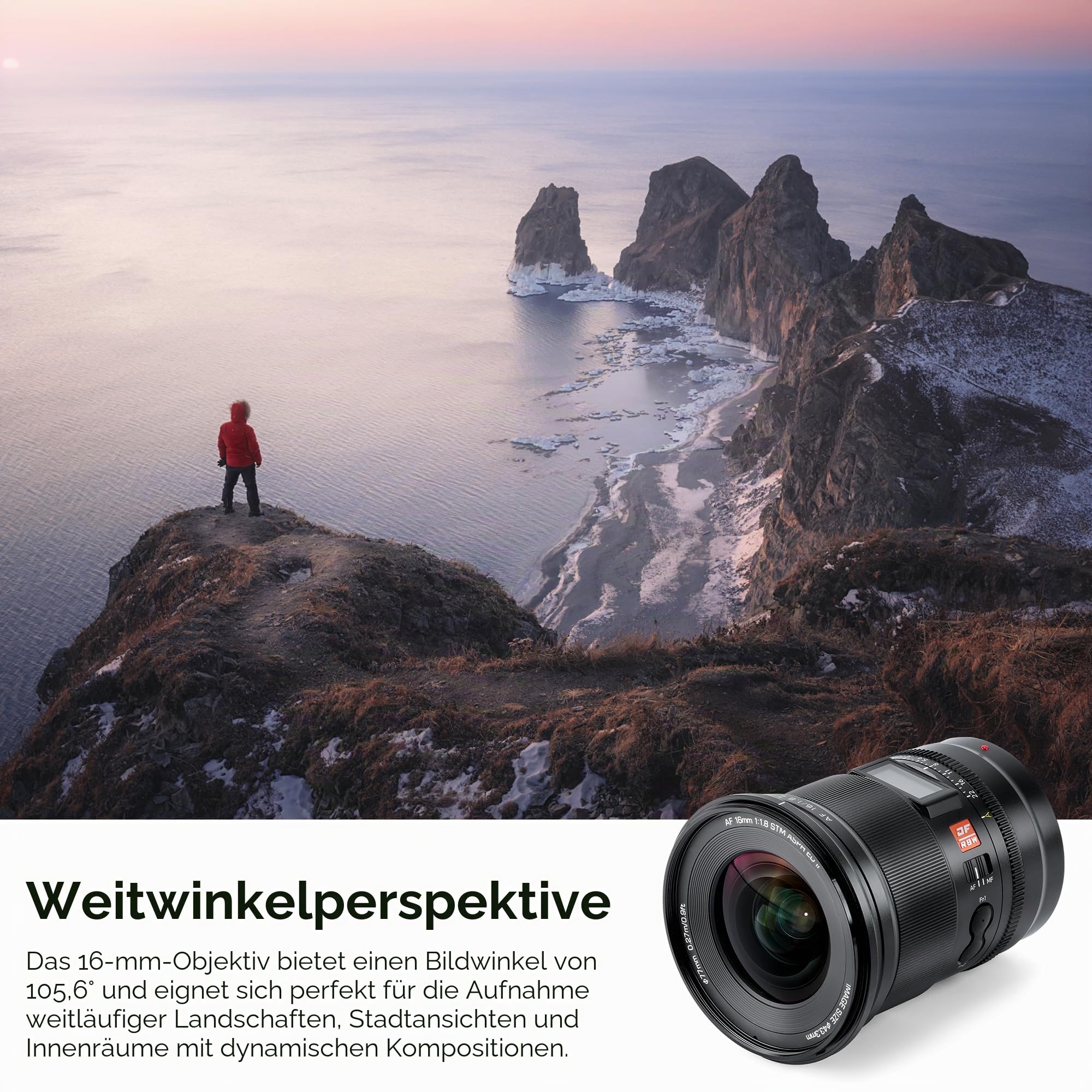 VILTROX 16mm f/1.8 Z Objektiv für Nikon Z-Mount Vollformat Prime Weitwinkel Autofokus Objektiv mit LCD-Bildschirm AF/MF-Schalter, Kompatibel mit Nikon Z Mount Z5 Z50 Z6 Z6II Z7 Z7II ZFC Z30 Z9 Z8
