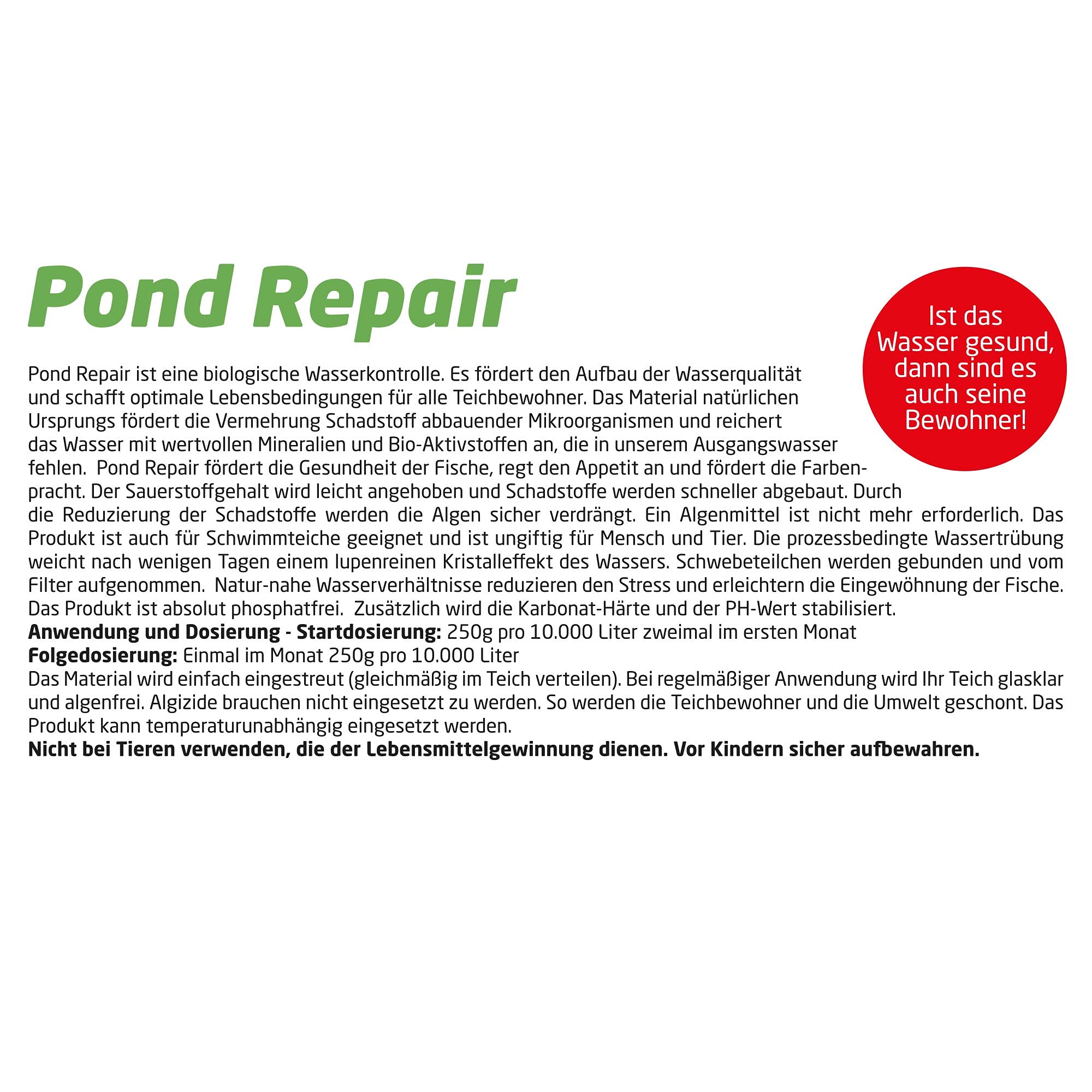 Pond Repair • Biologisches Produkt • Macht Algizide unnötig 2,5kg • Wasseraufbereiter für klares Teichwasser