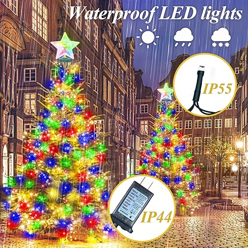 Miniatura 5 de aneeway Luces para árbol de Navidad, 410 luces LED de hadas de Navidad con función de memoria y 8 modos, 6.6 pies x 16 luces de cadena con