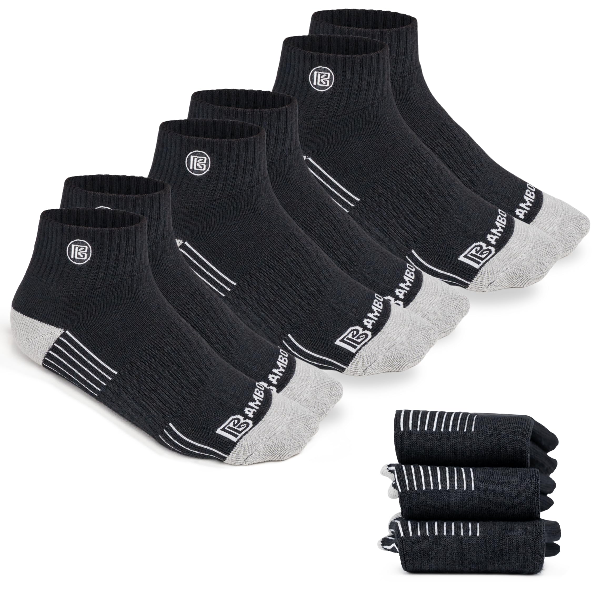 Premium Bamboo Rayon Quarter Crew Socks for Men Moisture Wicking Odor Control Cushioned Sole Breathable Work Socks