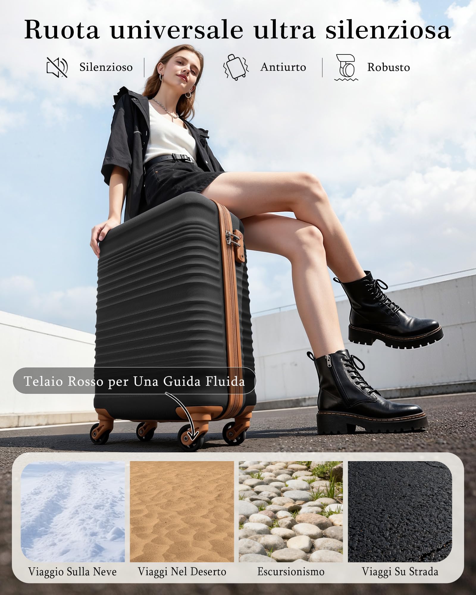 COOLIFE Valigia Cabina 55x40x20cm EasyJet Ryanair Bagaglio Mano Rigida | PC+ABS Lucchetto TSA 4 ruote, leggera e resistente – Ideale per priority boarding, viaggi d'affari, weekend & city break