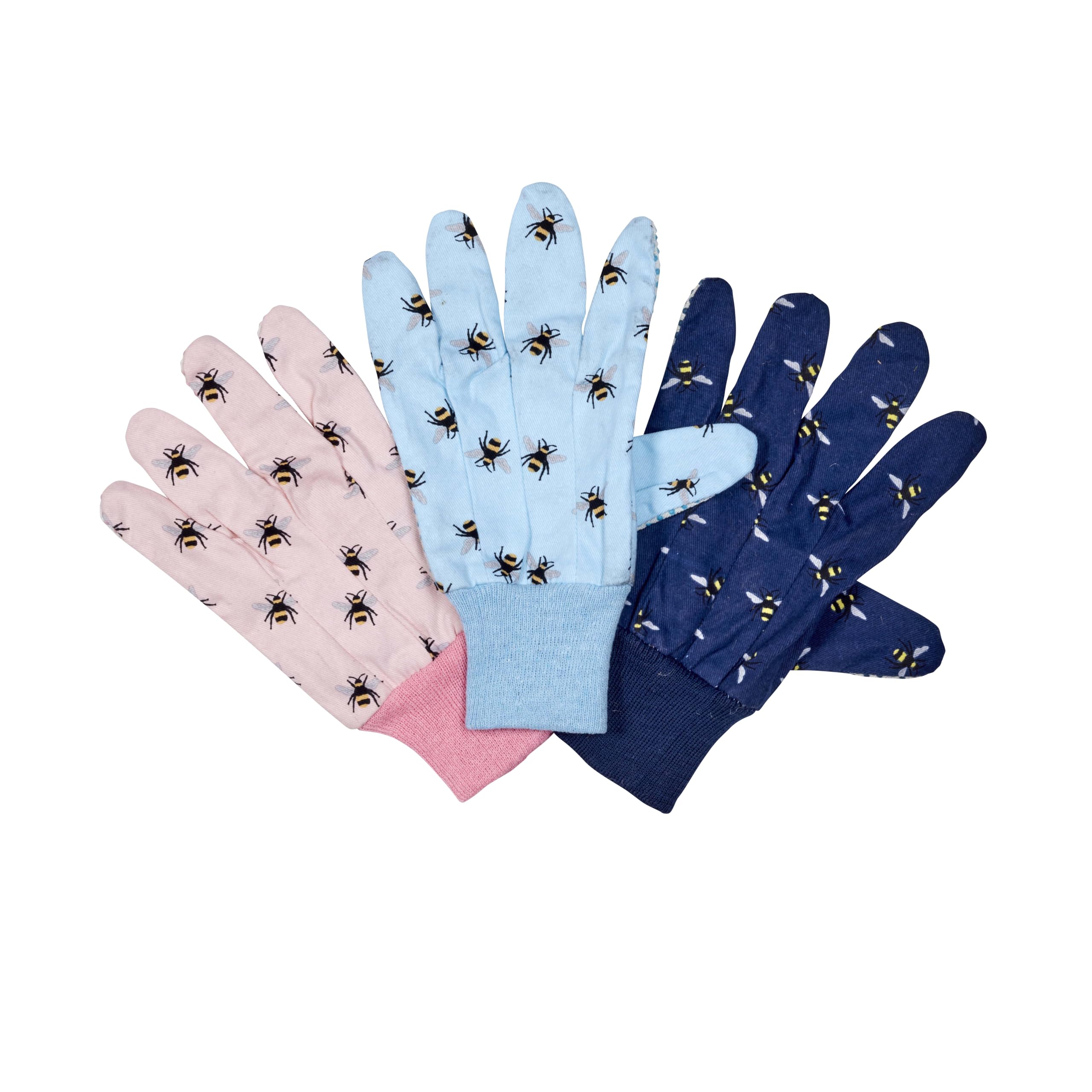 Cotton Grip Triple Pack Bees Gardening Gloves - M8