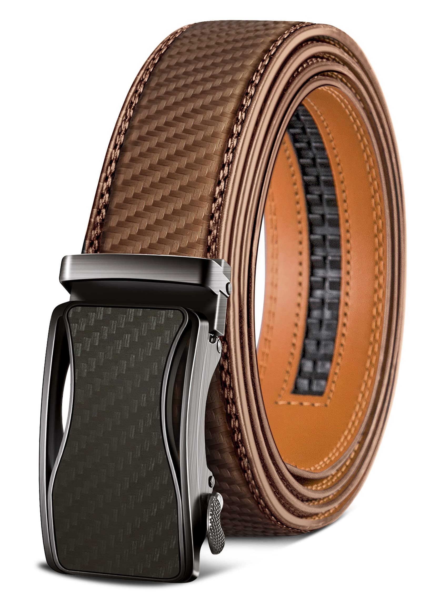 KEMISANT Cintura Uomo, Cintura Pelle Uomo Cricchetto Automatica Fibbia 35mm,Trim Regolabile per Adattars