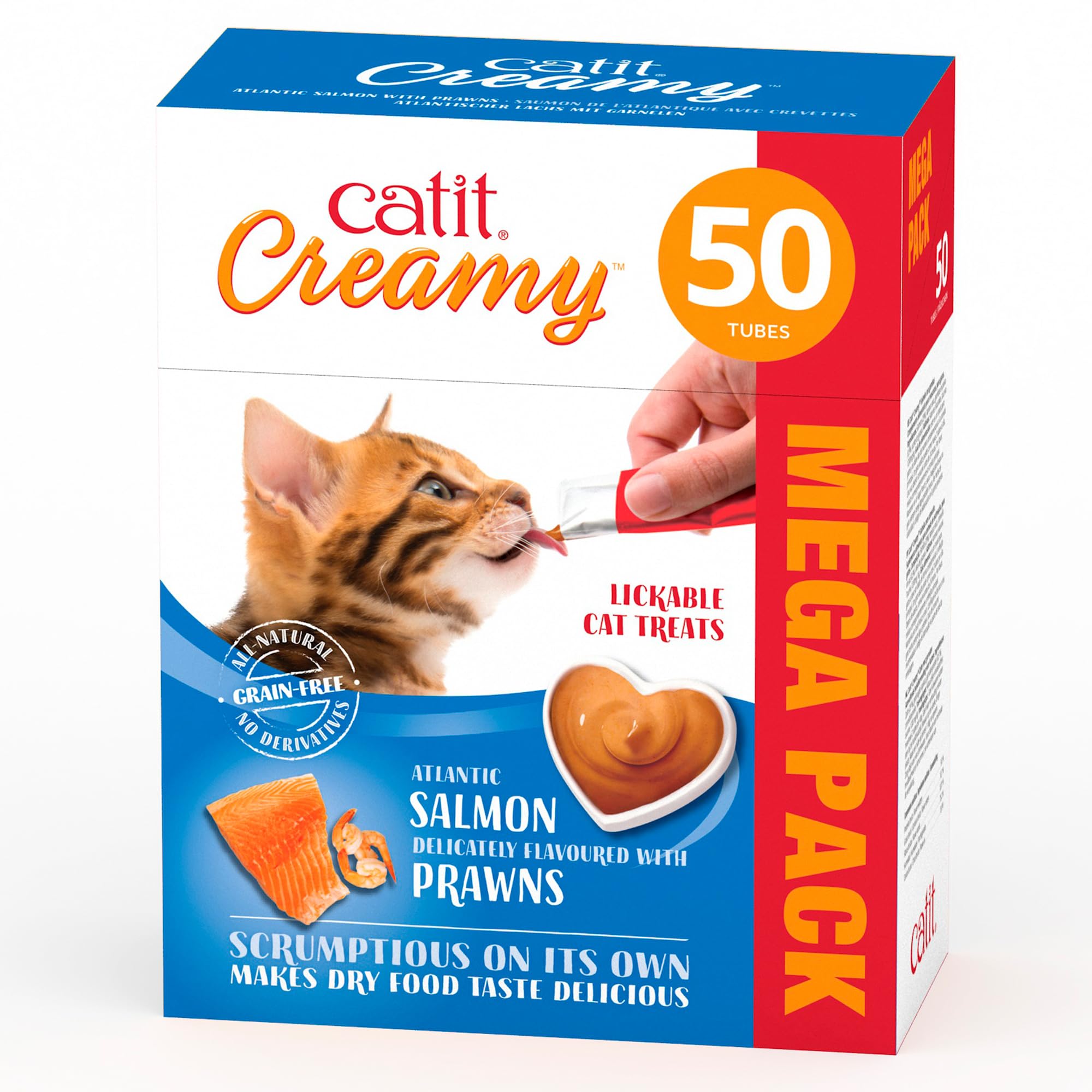 Creamy Treats Mega Pack Salmon with Prawn, 50 tubes/box