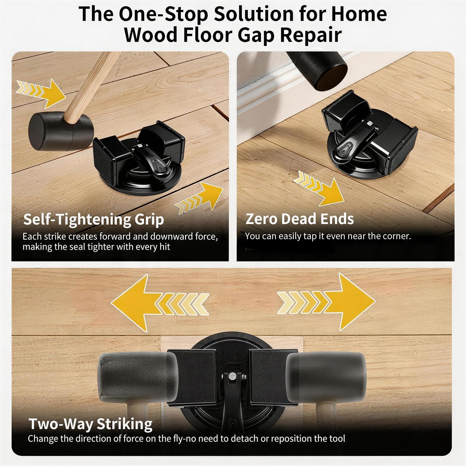 Floor Gap Fixer Tool,Heavy Duty Floor Gap Fixer Tool with Enhanced Suction Cup,Flooring Gap Repair Tool for Laminate, Vinyl, Wood & Tile Flooring,Laminate Plank Gap Repair Tool - 4