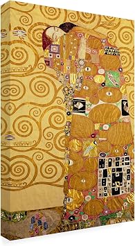 Wrapped Canvas Wall Art - Gustav Klimt Fulfillment Wall Art for Living Room, Bedroom, or Office Decor - 18x32
